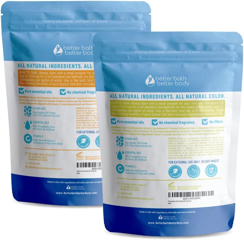 Foot Soak Salts Bundle - DIY Spa Treatment for Discomfort & Dry Skin | 2 lbs Each, BPA-Free Easy Lock Pouch