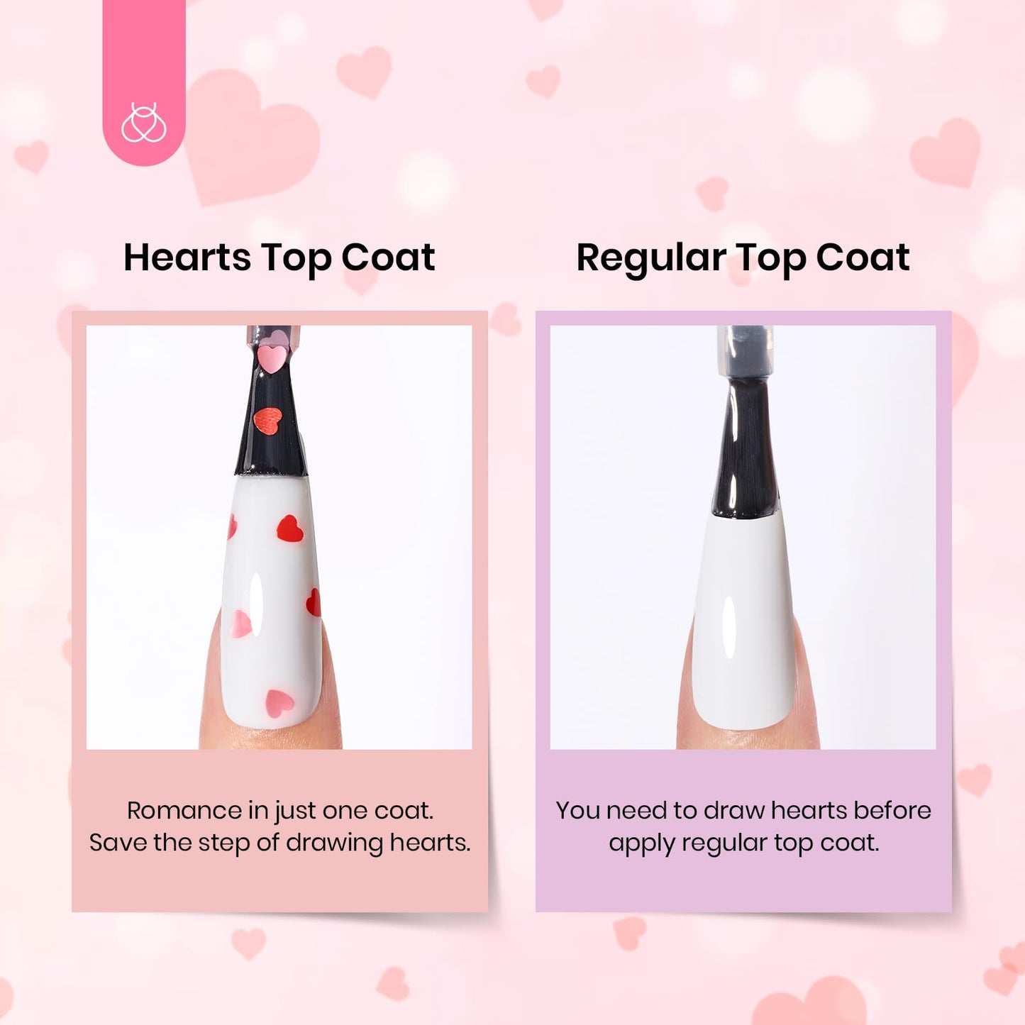 Beetles Heart Glitter Top Coat Gel Polish, 15ml Clear Shine Pink & Red Heart Shape Gel, Soak Off UV No Wipe Gel Top Coat Sparkle Nail Gift for Women