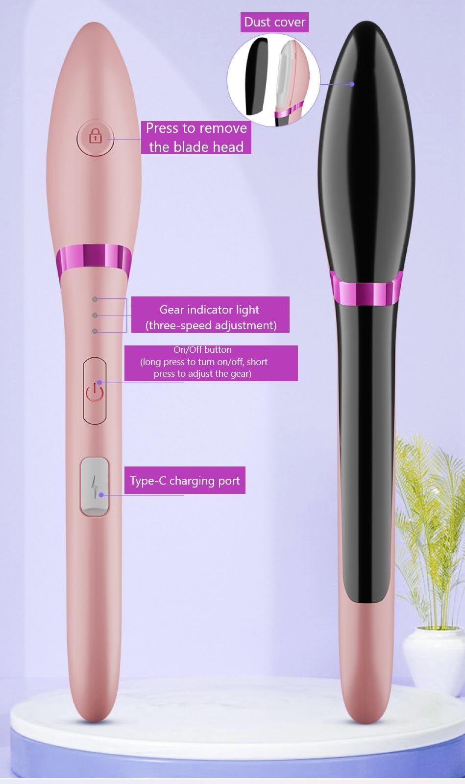 Dermaplane Razor for Women Face, Sonic Dermaplaning Tool for Women, Rechargeable Face Dermaplane Razor Sonic Edge Technology for Facial Hair, Exfoliating and Peach Fuzz, 10 Refill Blades