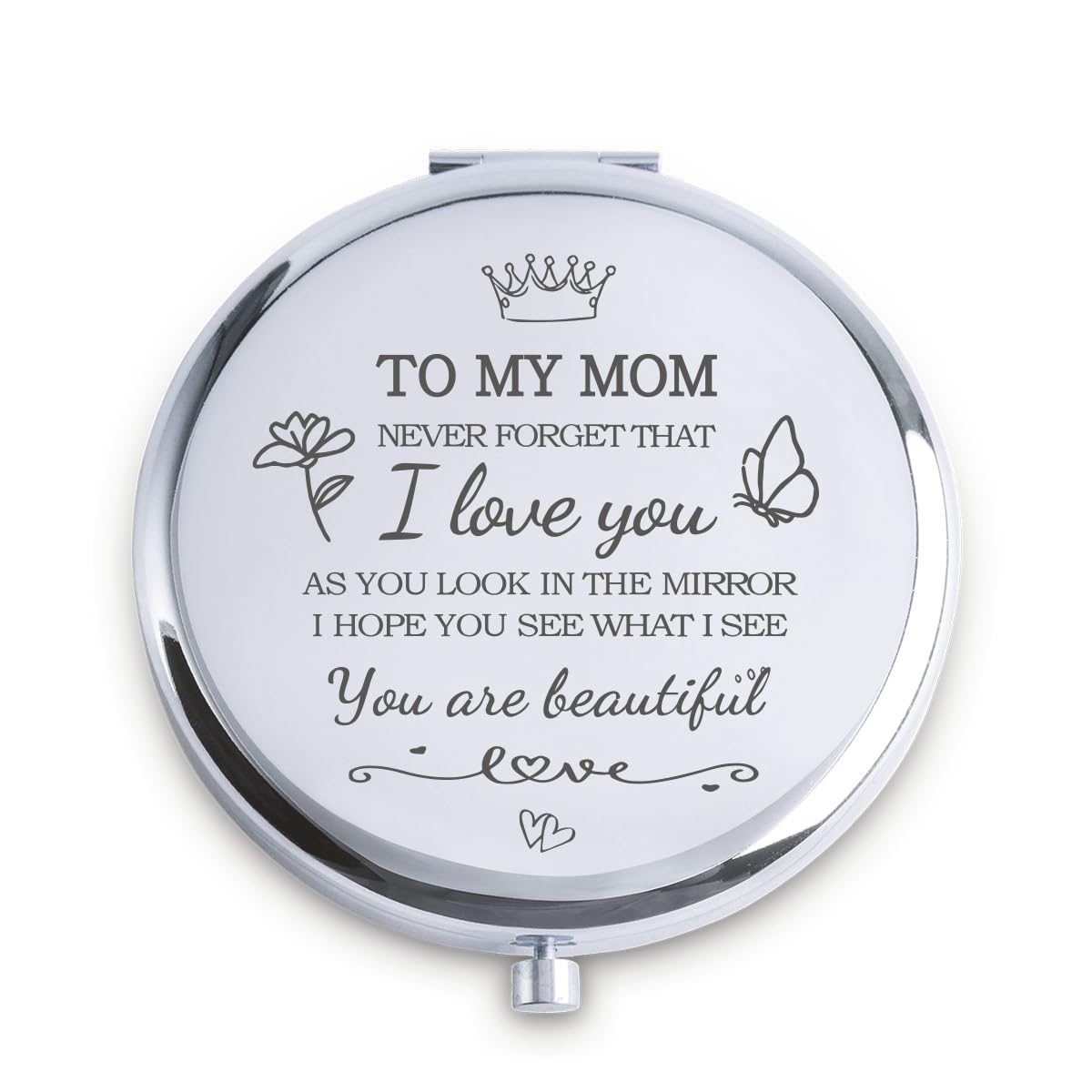 QUSTGO Mom Gifts from Daughter Son, Personalized Gift for Mom, Custom Mother Compact Mirror for Birthday, Mothers Day Basket Stuffers