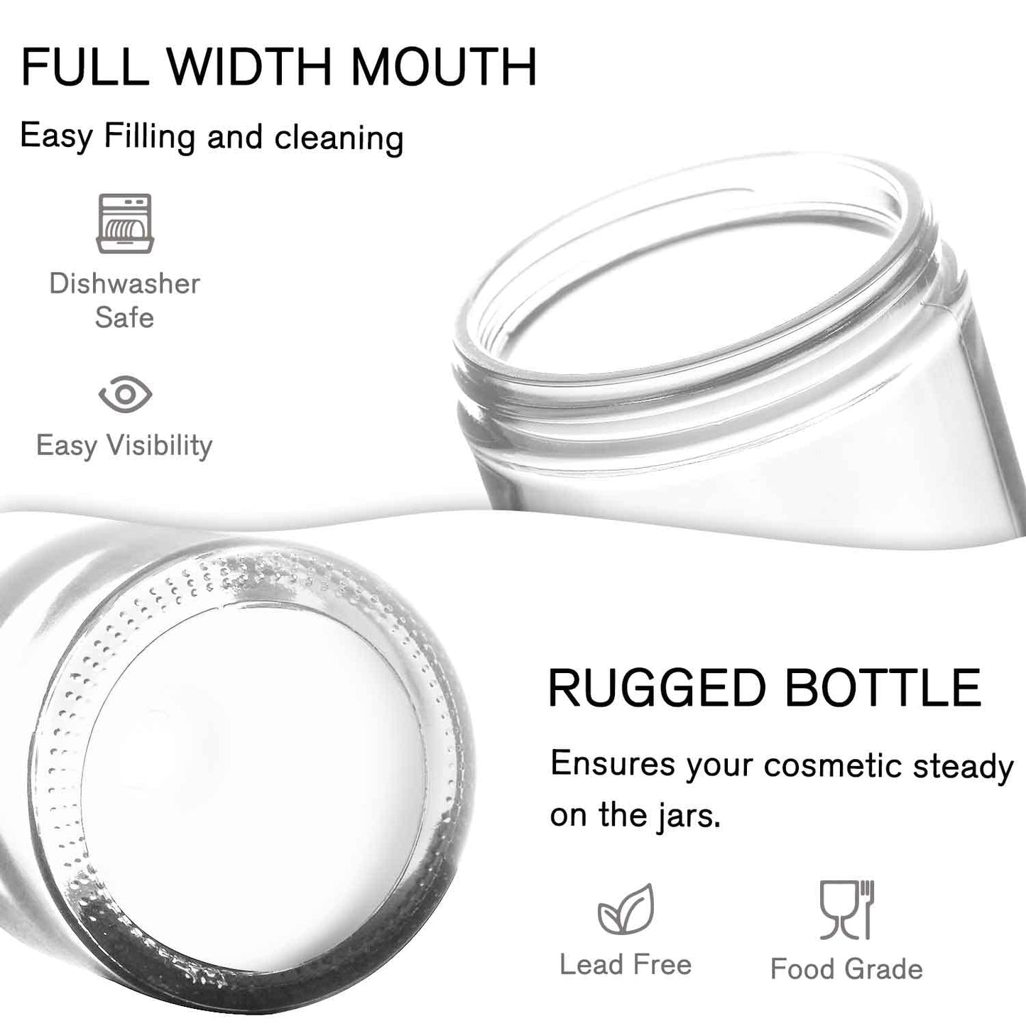 Clear Cosmetic Jars - 48 Pack Small Glass Containers with Lids | 2 oz Round Cream Jars for Ointments & Lotions
