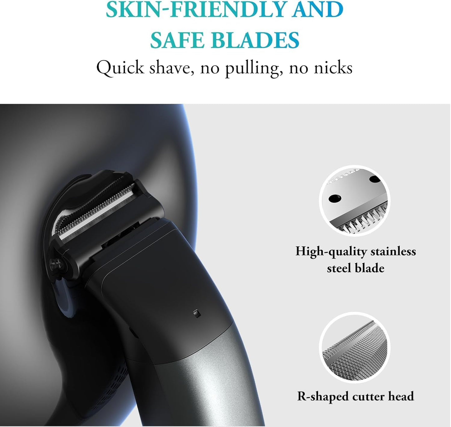 Body Hair Trimmer for Men - 2 in 1 Dual-Head Mens Beard Trimmer with Nose Hair Trimmers for Beard Armpit Groin Pubic Ball Shavers IPX6 Waterproof Travel Lock Rechargeable Body Shavers for Men Gift