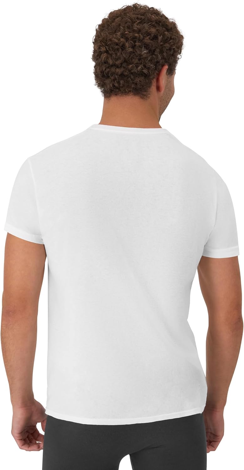 Hanes Men's Cotton Undershirts - Stay-Tucked, Soft Fabric | White/Black Multipack