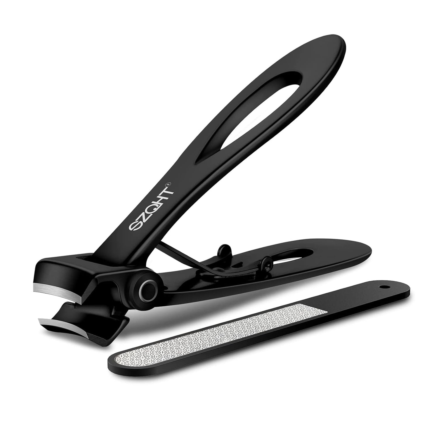 Ultra Wide Jaw Nail Clippers Set - Heavy Duty Stainless Steel Toenail Clippers for Thick Nails | Ideal for Seniors & Adults (Black)