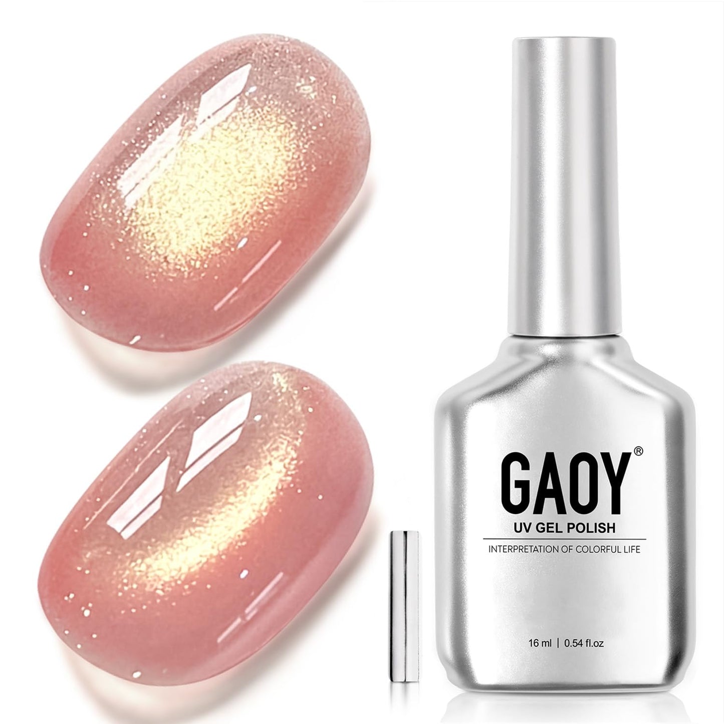 Glassy Cat Eye Gel Nail Polish - 16ml Holographic UV Gel with Magnet | Silvery Moonlight Reflective Finish