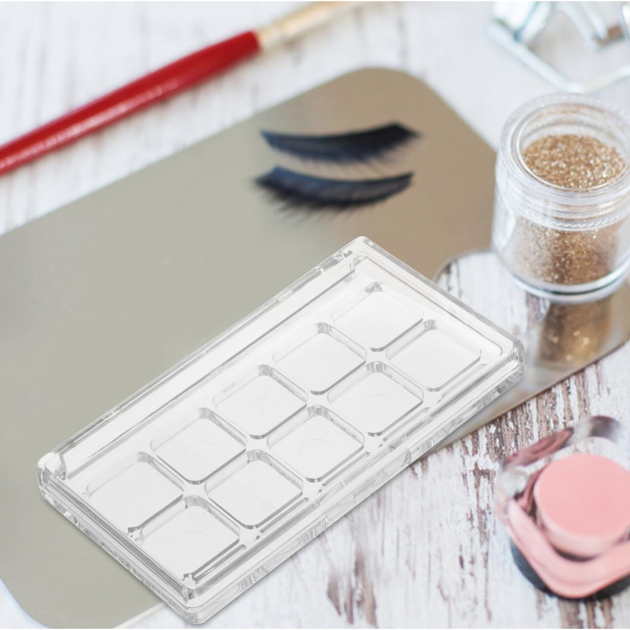 HONMEET Clear Empty Makeup Palette Refillable Makeup Depotting Container with Divided Compartments Transparent Cosmetic Storage Box for Eyeshadow Blush Lipstick Travel Use 4.33 X 2.36 X 0.55 in
