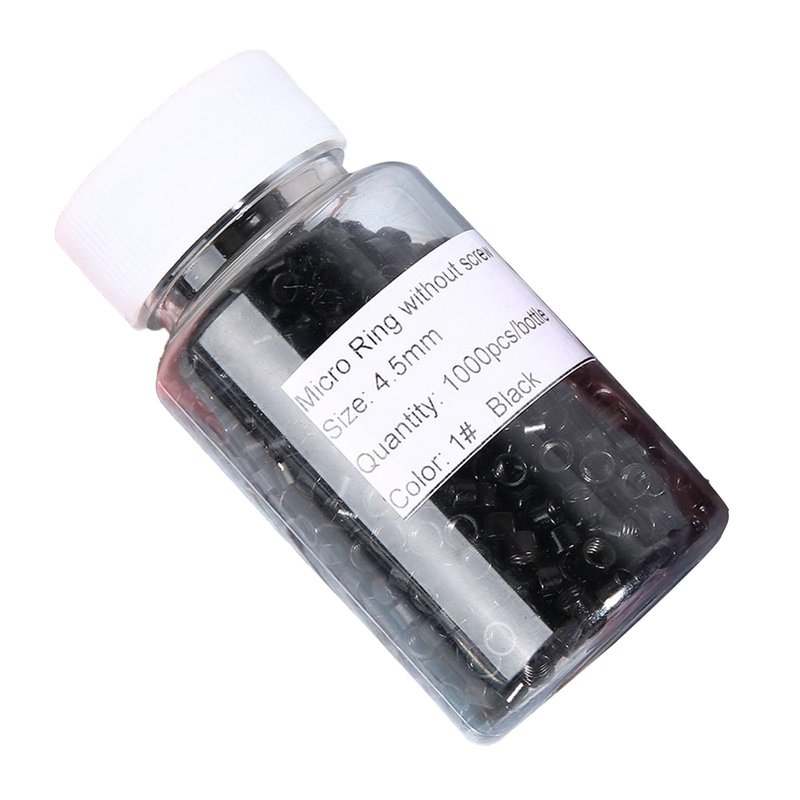 1000 Pcs Aluminum Micro Links Rings 4.5mm Lined Beads Hair Extension Tool (Black)