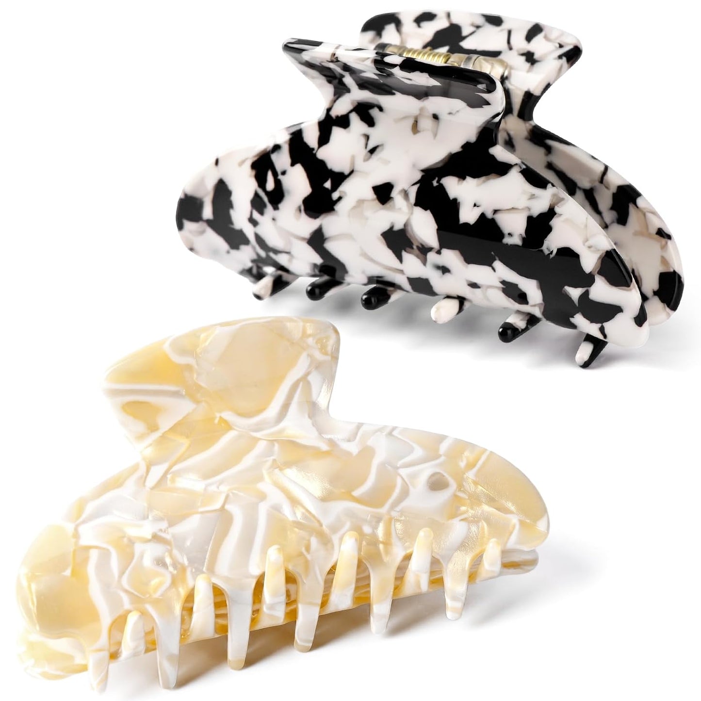 Hair Claw Banana Clips - Tortoise & Leopard Print Celluloid Barrettes | Large Fashion Accessories for Women