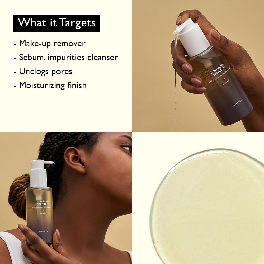 Black Rice Moisture Cleansing Oil - Korean Skincare Daily Makeup Remover | Travel Size 1.0 fl oz