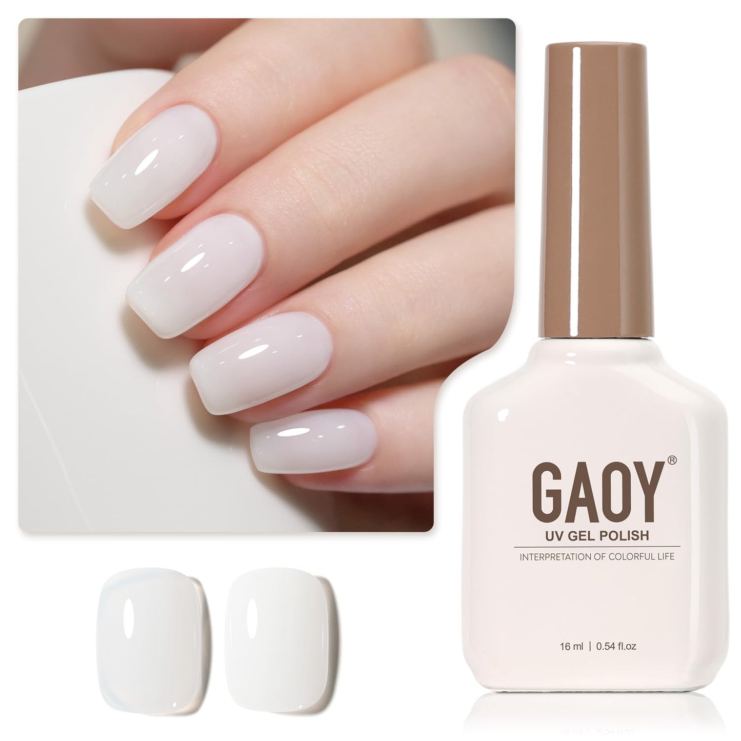 Sheer Light Pink Gel Nail Polish - 16ml UV Cure Jelly Milky White Peach for DIY Manicure & Pedicure