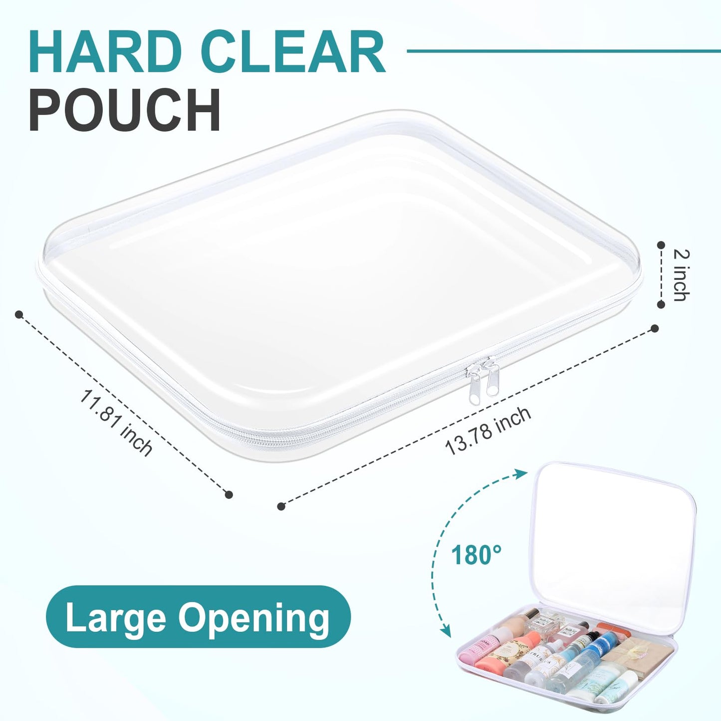 Sanwuta 10 Pcs Hard Zipper Case Clear Hard Pouches Plastic Zipper Pencil Portable Box Toy Storage Bins Plastic Container for Travel Toiletry Office Cosmetic Block Puzzle Organizer (L,Clear)
