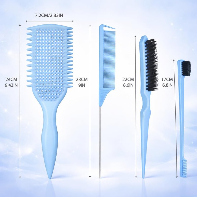 Curly Hair Detangler Brush - Lightweight Vented Design for Easy Glide | Effortlessly Detangles All Hair Types (Blue)