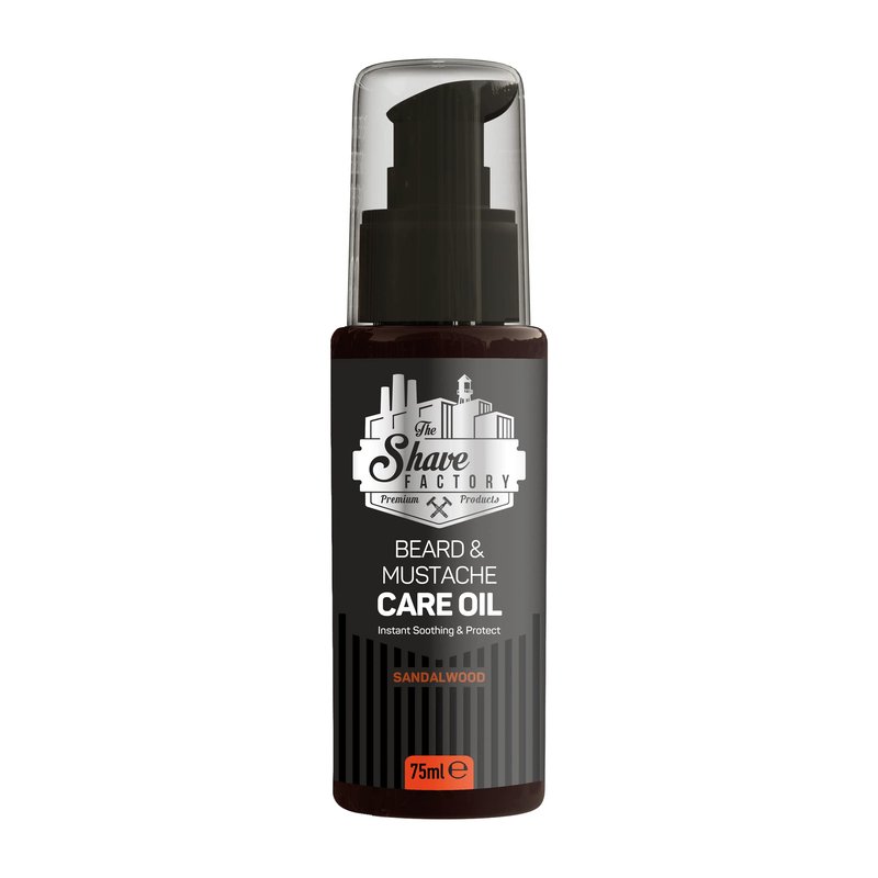 the shave factory Beard&Mustache Care Oil with Sandalwood - Premium Product For Professional Barbers and Traditional Shaving & Grooming Enthusiasts (75 ml (2.6 fl. oz))