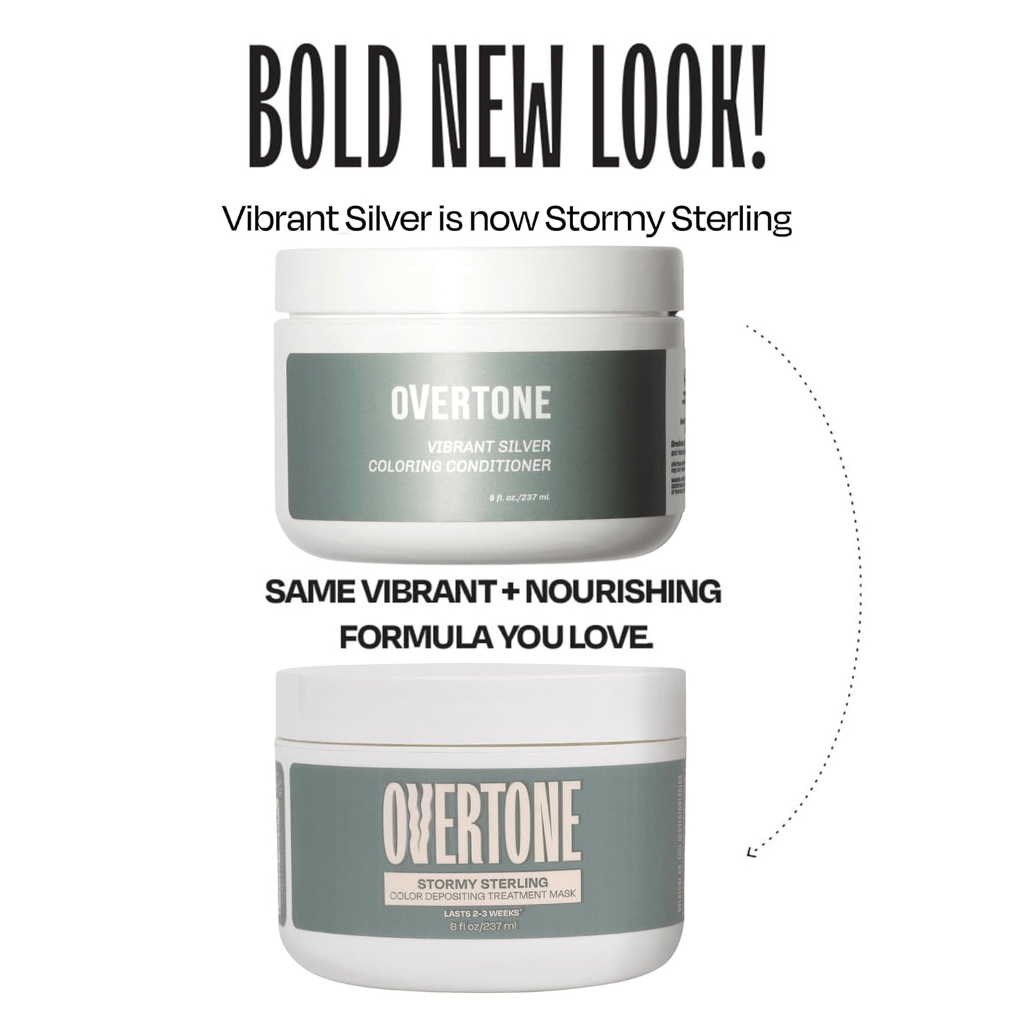 Overtone Semi Permanent Hair Color Conditioner - Stormy Sterling, 8 oz | Nourishing Color Depositing Mask with Shea Butter & Coconut Oil