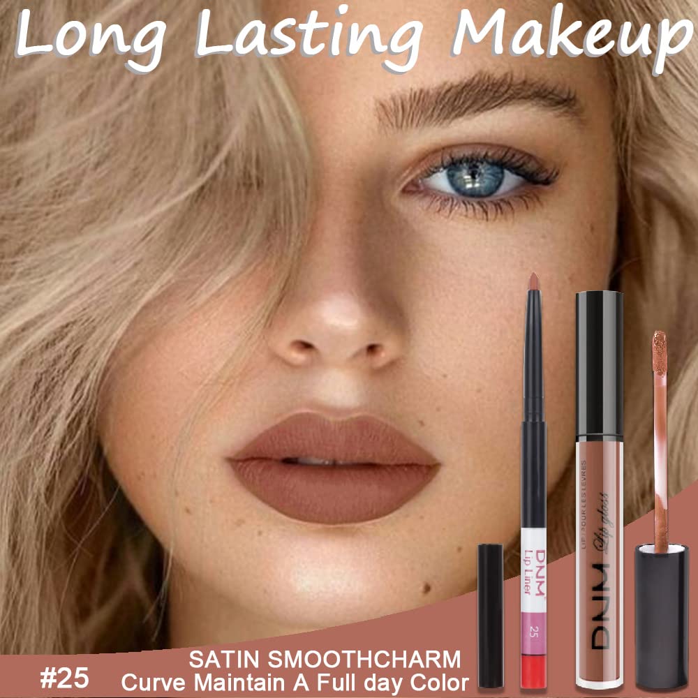 Medium Brown Beige Lip Liner & Matte Lipstick Set - Vegan, Long-Lasting, Waterproof | 2 Pcs