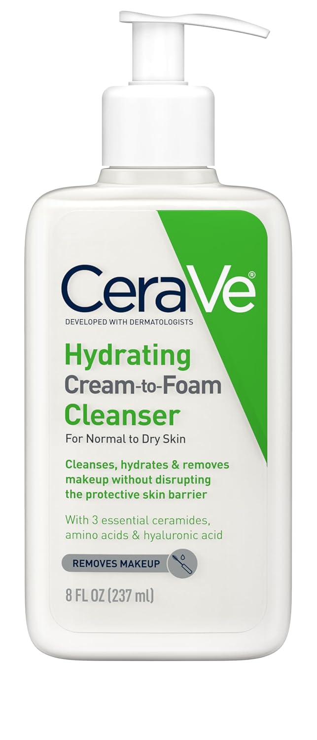CeraVe Hydrating Foaming Cleanser - Makeup Remover for Dry Skin | 19 Fl Oz, Fragrance-Free, Non-Comedogenic