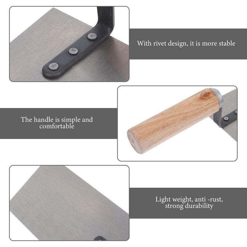 POPETPOP 4 Pcs Plastering Knife Set Stainless Steel Masonry Trowels with Wood Handle Concrete Finishing Trowel and Construction Spatulas for Drywall Plaster Paint Scraping