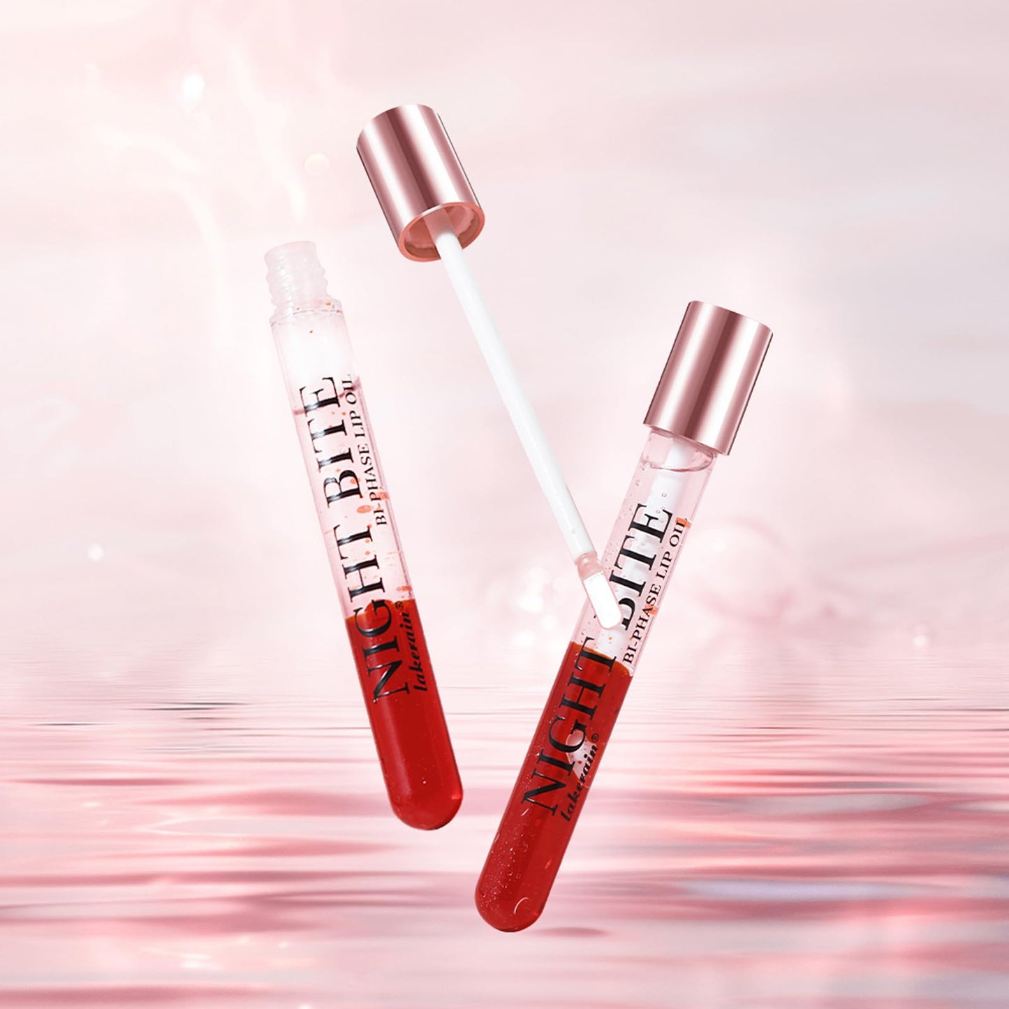 Dual-Phase lip oil, Moisturizing Nourishing Shiny Red and Transparent layer lip gloss, Natural and Fresh Bitten Lip Makeup