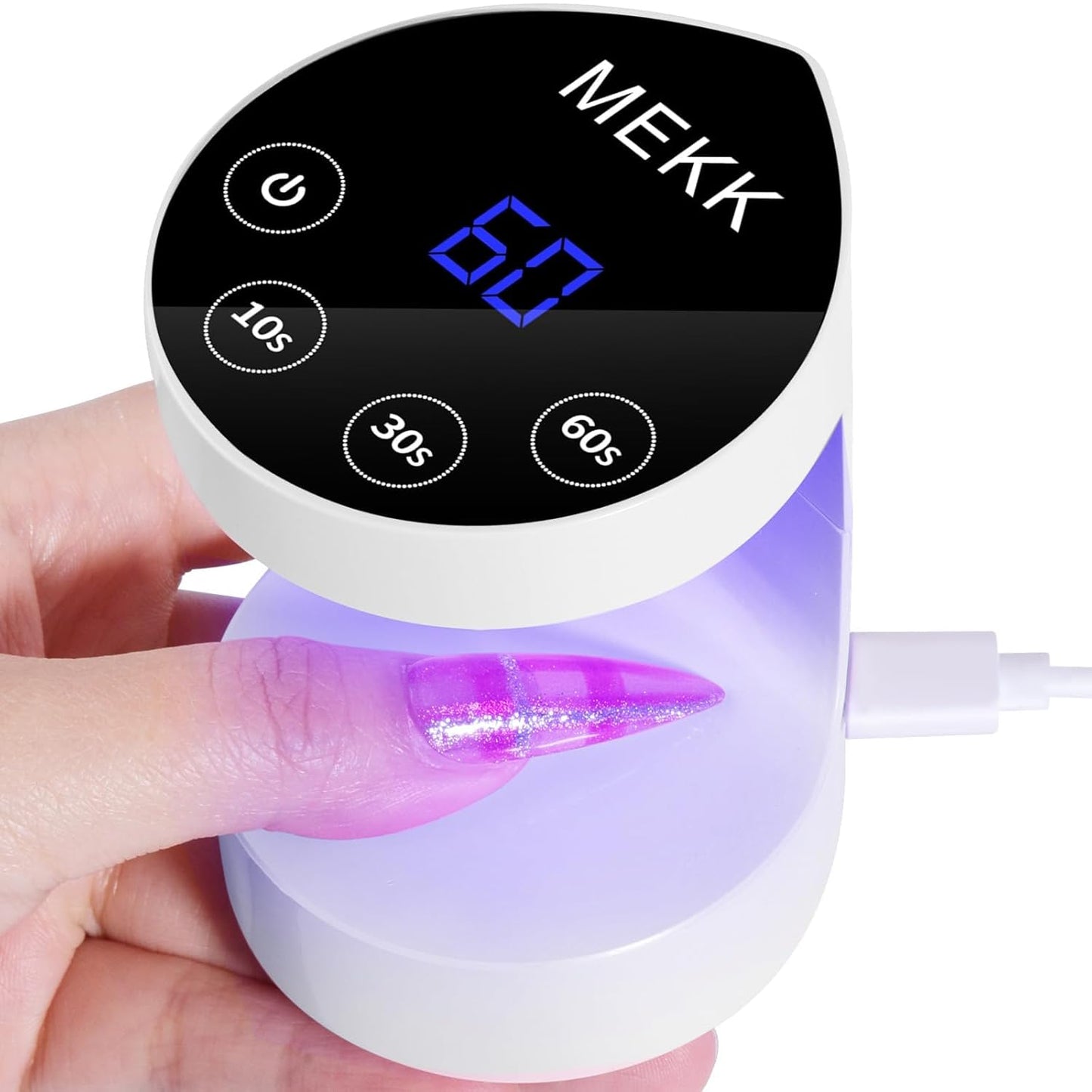 Mini UV Nail Light - Peach-Shaped LED Lamp with Auto-Sensor | 8 Beads, 4 Timer Settings for Gel Nails - Compact for Travel & Home Use