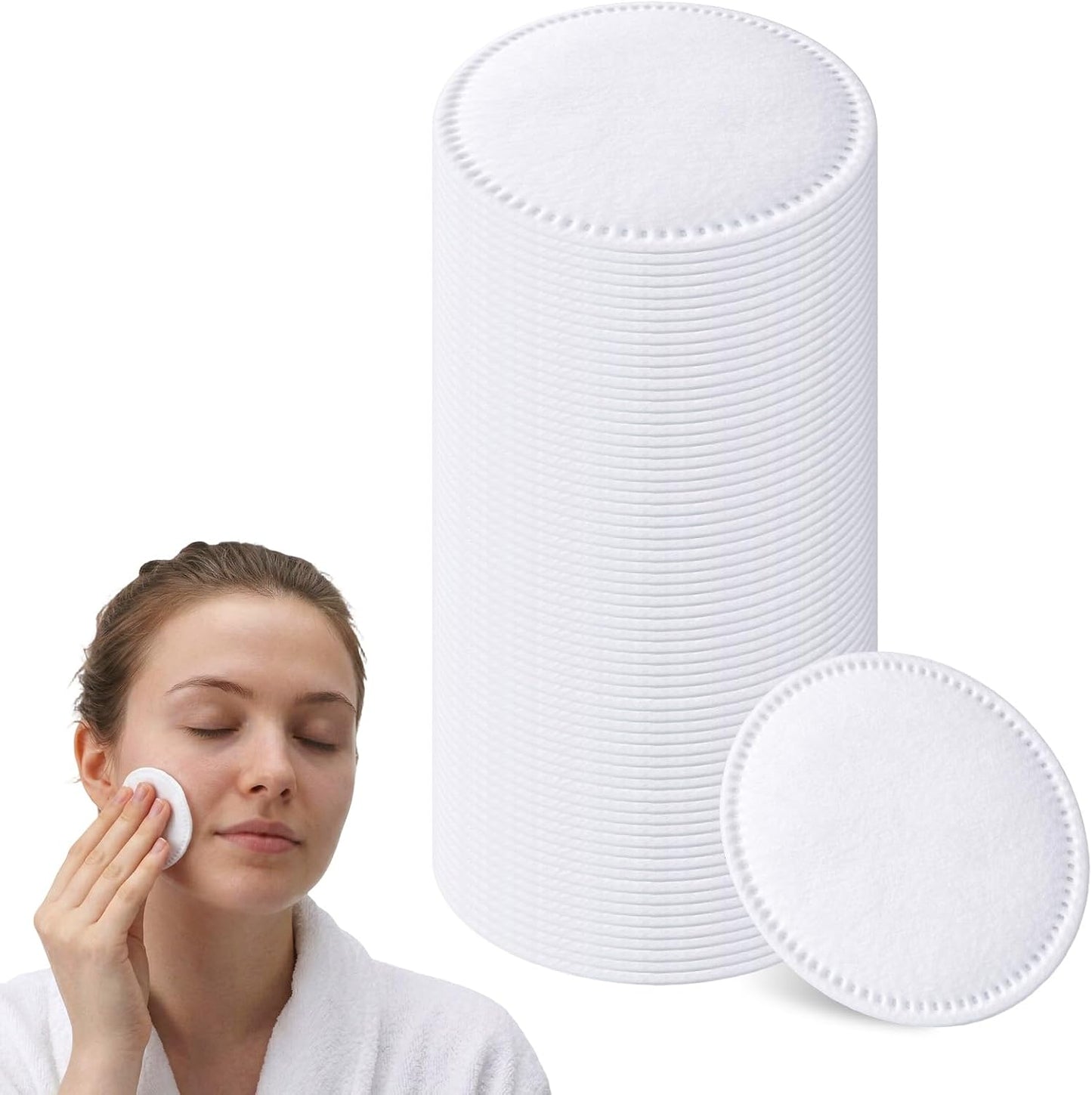 Ultra-Soft Cotton Pads for Makeup Removal - 100 Pcs Lint-Free Facial Rounds | Perfect for Cleansing & Toner Application
