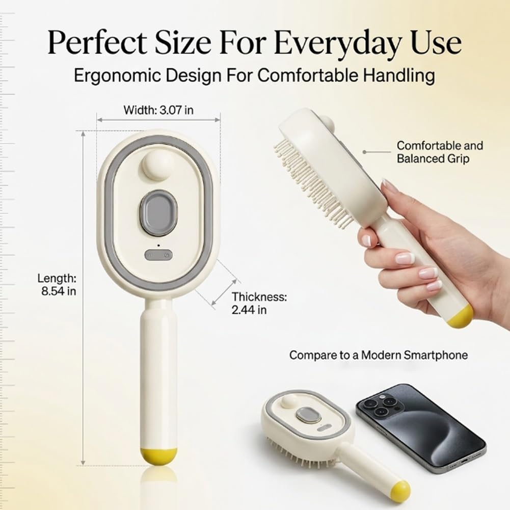 Electric Spray Air Cushion Massage Comb, Steam Brush for Hair, Rechargeable Steam Hair Straightener Brush for Women, Hairs Steamer for Reduce Frizz, Smooth & Nourish, Detangling & Anti-Static(Purple)