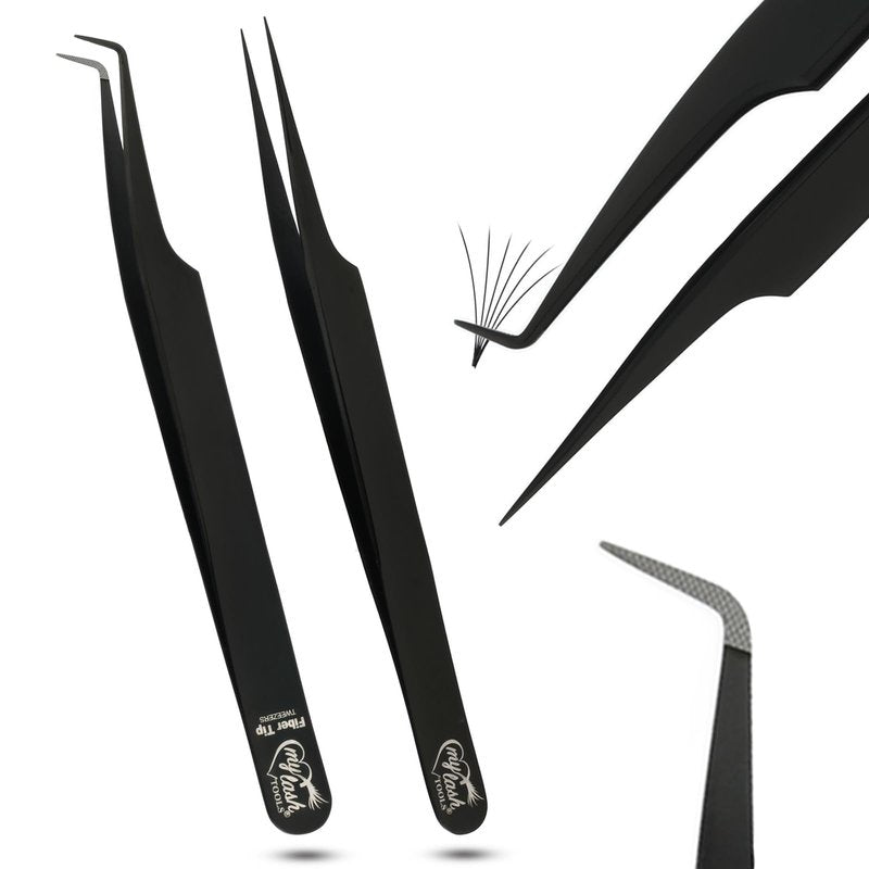 My Lash Tools Fiber Tip Lash Tweezers for Eyelash Extension Curved 90 Degree Angle Boot Tweezer Best for Volume, Individual Isolation & Classic Lashes Stainless Steel Lash Supply (Rose Gold)