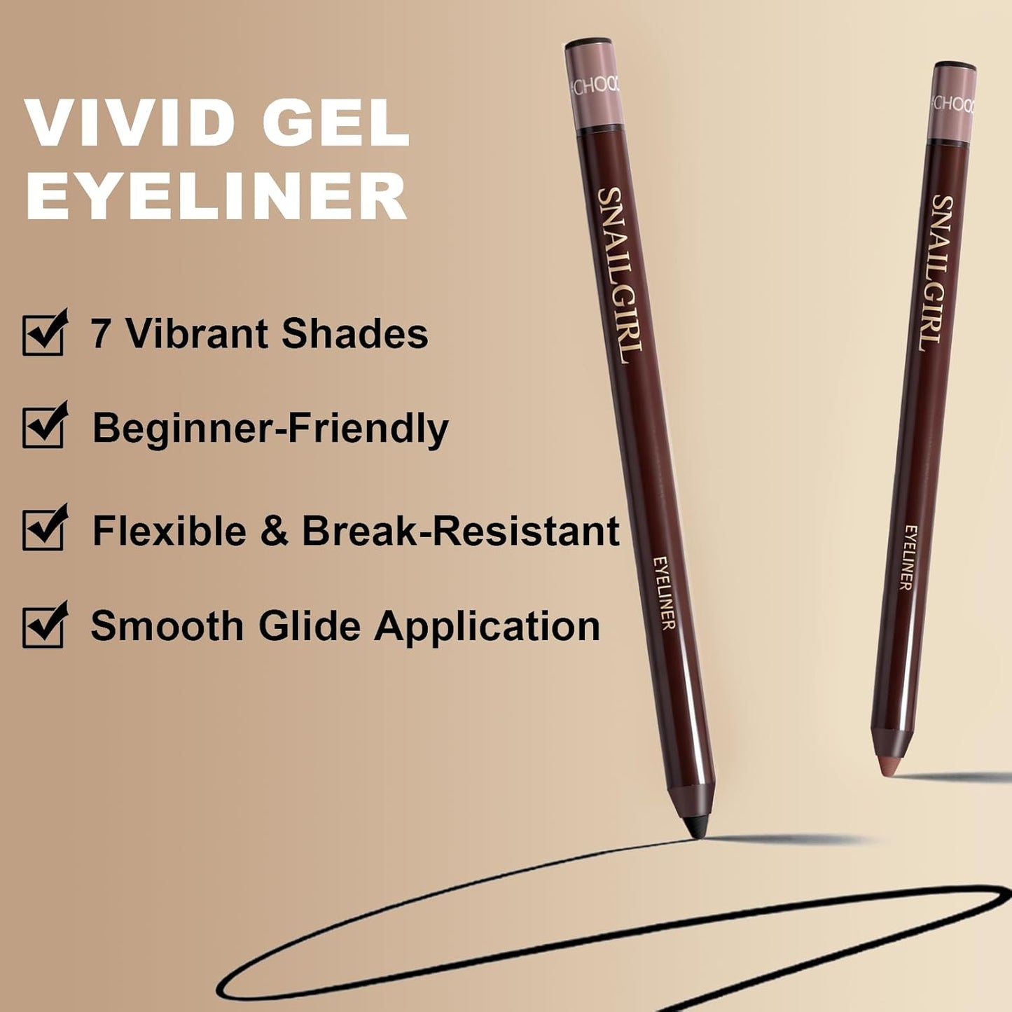 Graphite Gel Eyeliner Pencil - Waterproof, Smudge-Proof, Long-Lasting | High-Pigmented Creamy Formula for Mature Women