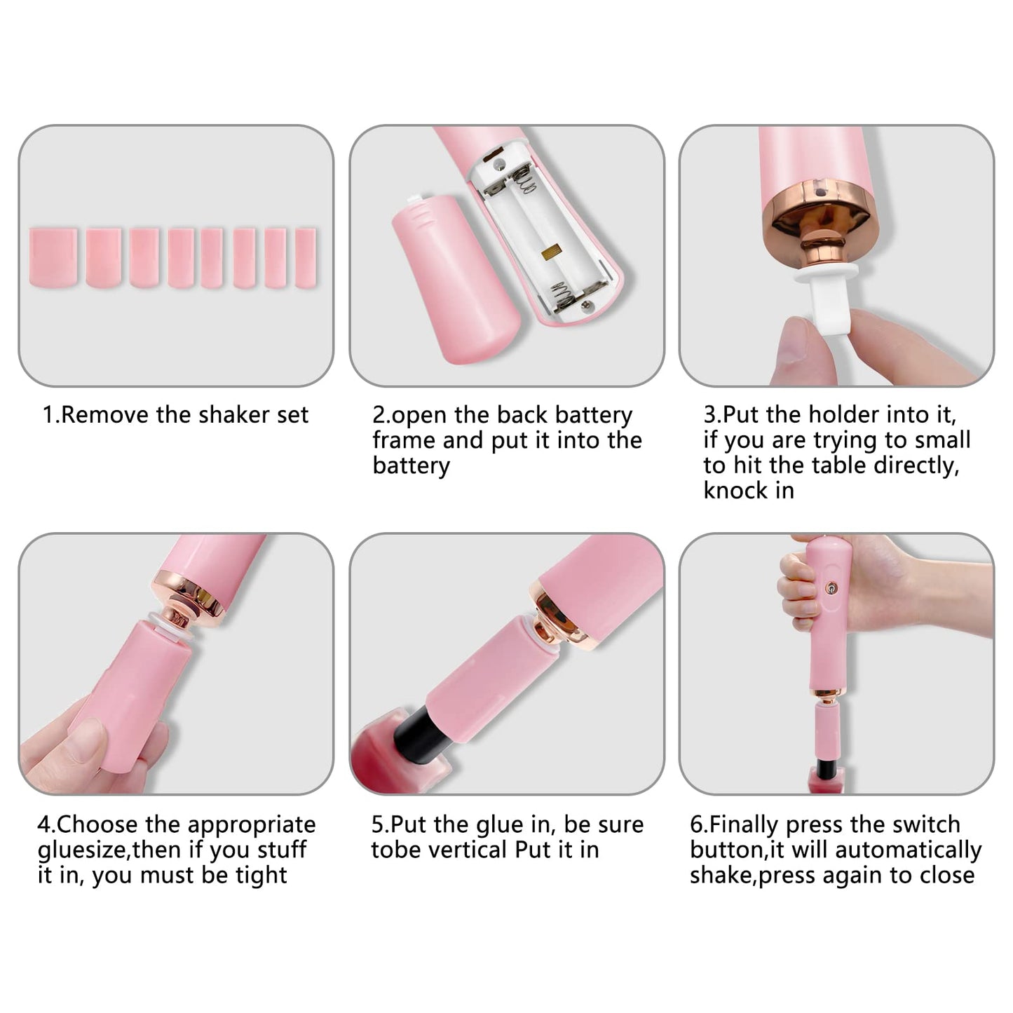 ZLMONDEE Pink Electric Nail Lacquer Shaker, Glue Shaker for Eyelash Extensions, Eyelash Lacquer Shaker, Electric Shaker Time Saving Handsfree Tool Glue Nails Polish