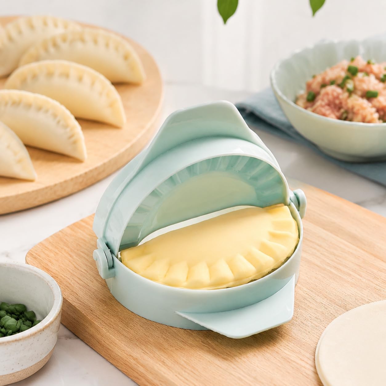 Light Blue Dumpling Maker - Plastic Dough Press Tool | 1 Piece
