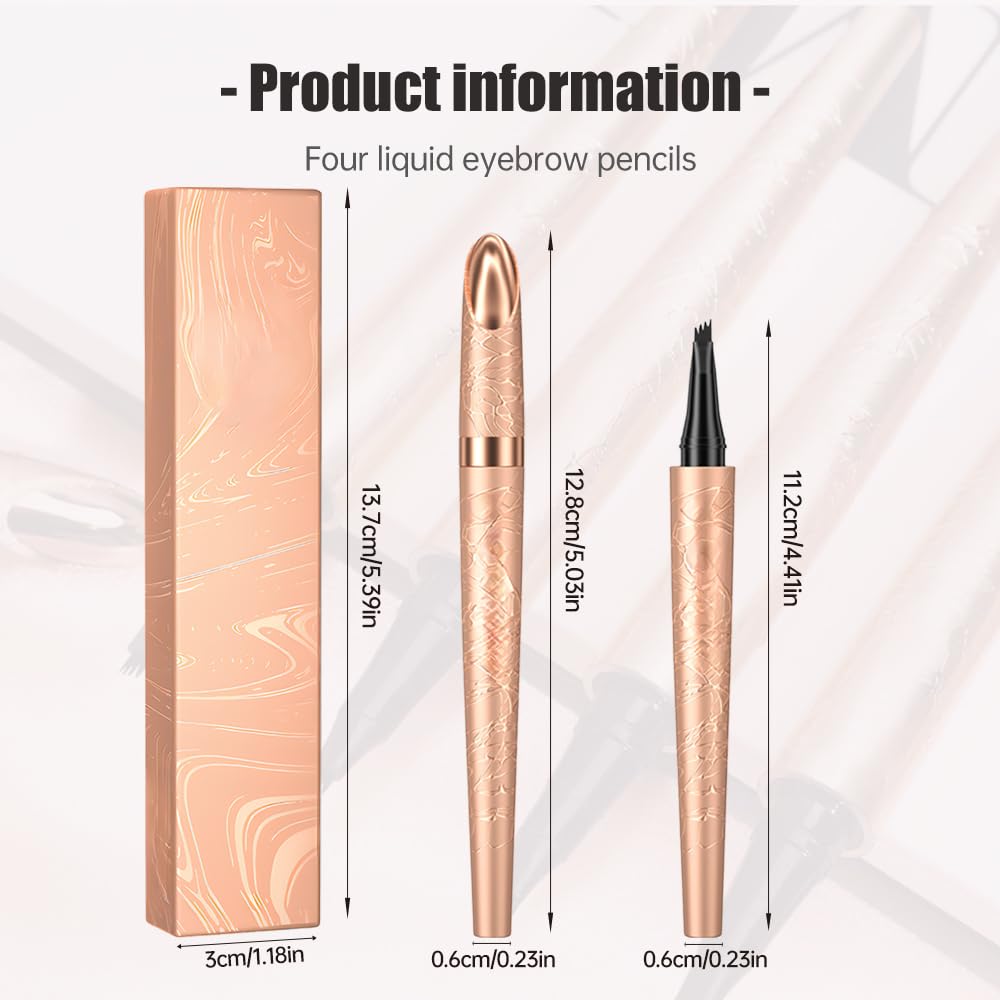Microblading Eyebrow Pencil - Premium Waterproof Formula | Long-Lasting Dark Brown Eyebrow Pen with 4 Tips