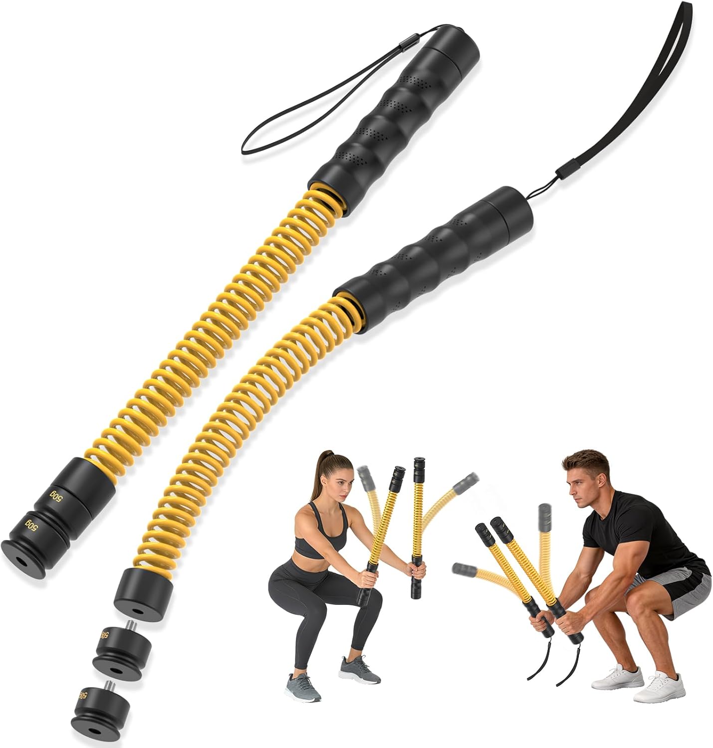 Heavy Duty Ropeless Battle Ropes - Portable Steel Core Exercise Ropes for Home Gym & Outdoor | Anti-Slip Ergonomic Handles for HIIT & Strength Training