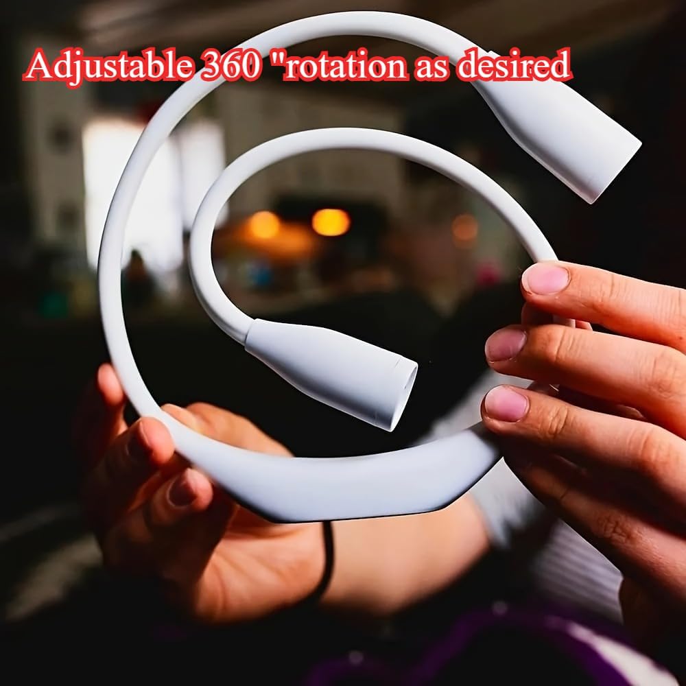 Book Light,LED Neck Reading Lamp, Portable Tri-Color Dimming,Bedtime Book Lamp, Nighttime Travel Lighting, 360° Bendable, Battery-Powered Emergency Light for Reading, Running, Knitting-White