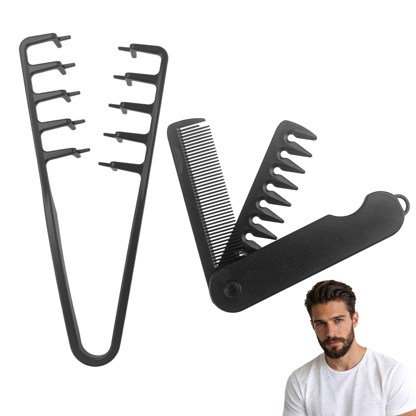 Texture Comb Men, 4 PCS Wide-Tooth Volumizing Combs, Create Fluffy Texture & Clean Part Hairstyles, Made of Durable ABS Plastic