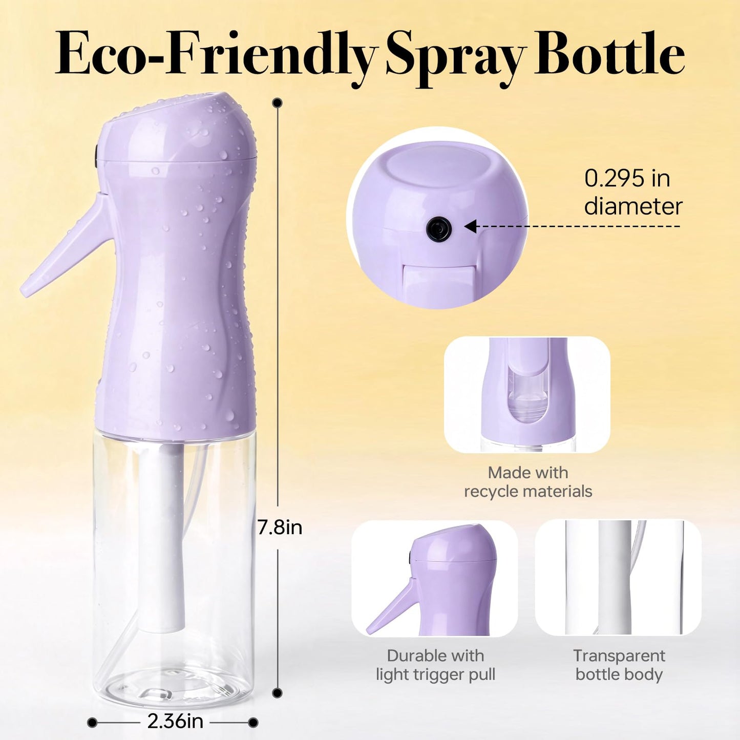 RMNJPW 3Pcs Continuous Spray Bottles For Hair,Ultra Fine Mister for Hair Styling, Plants, Cleaning, Salon, Misting & Skin Care (200ML Green+Pink+Purple)