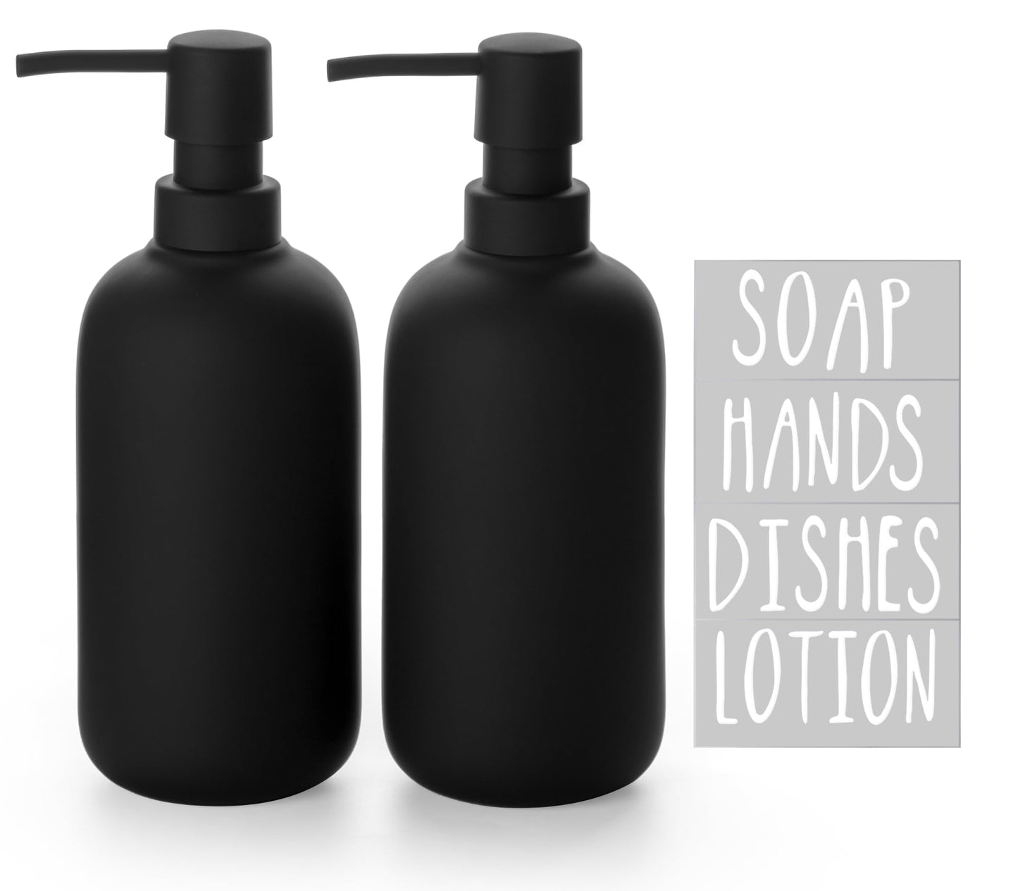Viosuniu Black Ceramic Soap Dispenser for Bathroom and Kitchen, 2 Pack