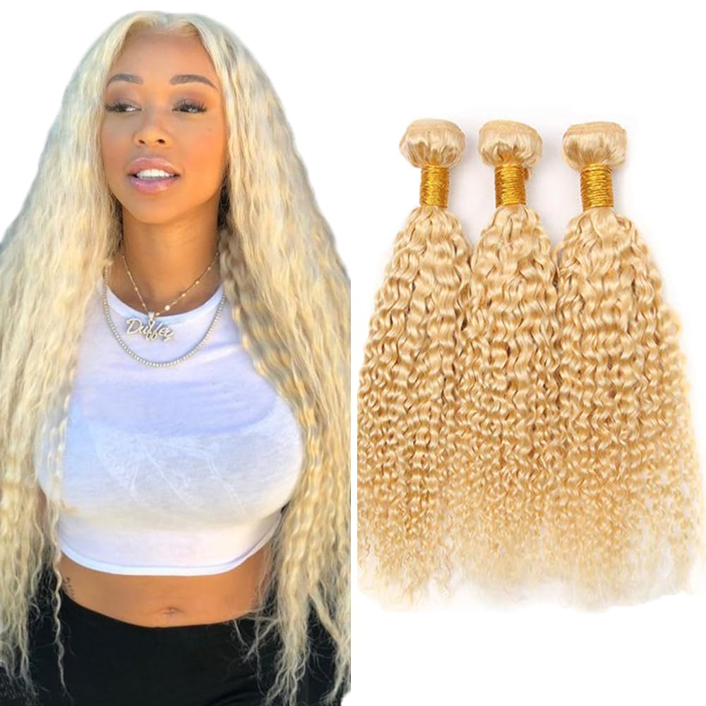 Blonde Bundles Human Hair 613 Water Wave Bundle 613 Wet and Wavy Human Hair 3 Bundles 18 20 22 Inch Real Hair Extensions