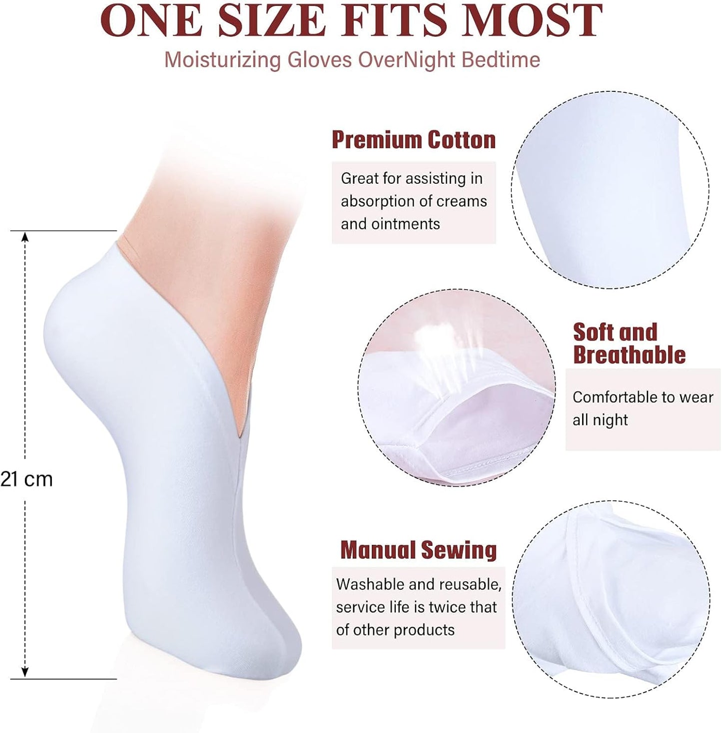 Moisturizing Spa Socks for Dry Feet - 20 Pairs Cotton Cosmetic Socks | White