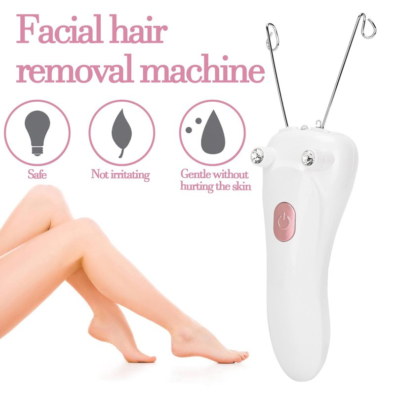 Ladies Facial Hair Remover Electric Women's Beauty Epilator, Cordless Electric Facial Threading Hair Removal for Women, Rechargeable Face Hair Remover Cotton Thread Epilator Body Hair Removal Device