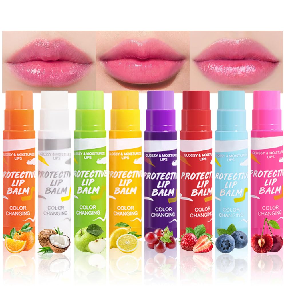 Peach Color Changing Lipstick Set - 2 Pcs PH Mood Long Lasting Tinted Lip Balm & Gloss for Women