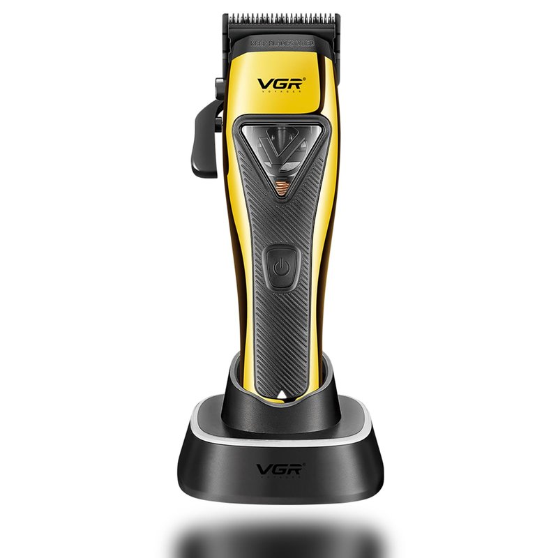 VGR 015 Professional Cordless Hair Clippers for Men, 9000 RPM Vector Motor Hair Trimmer DLC-Blade Barber Clipper for Hair Cutting with Metal Body, 1 Modular Lid in Black, Travel Case