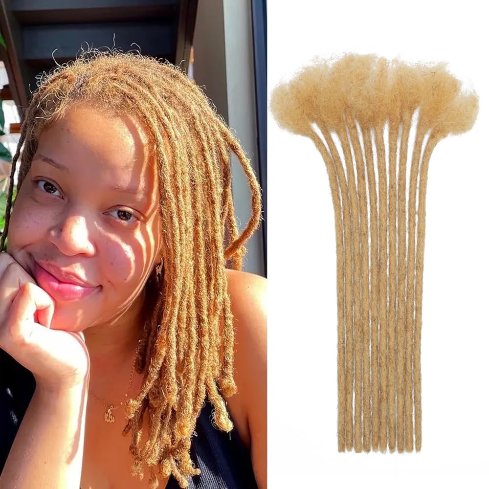 Dreadlock Extensions - 100% Human Hair, Handmade Permanent Locs | 30 Strands, 4 Inch, Can Be Dyed & Curled