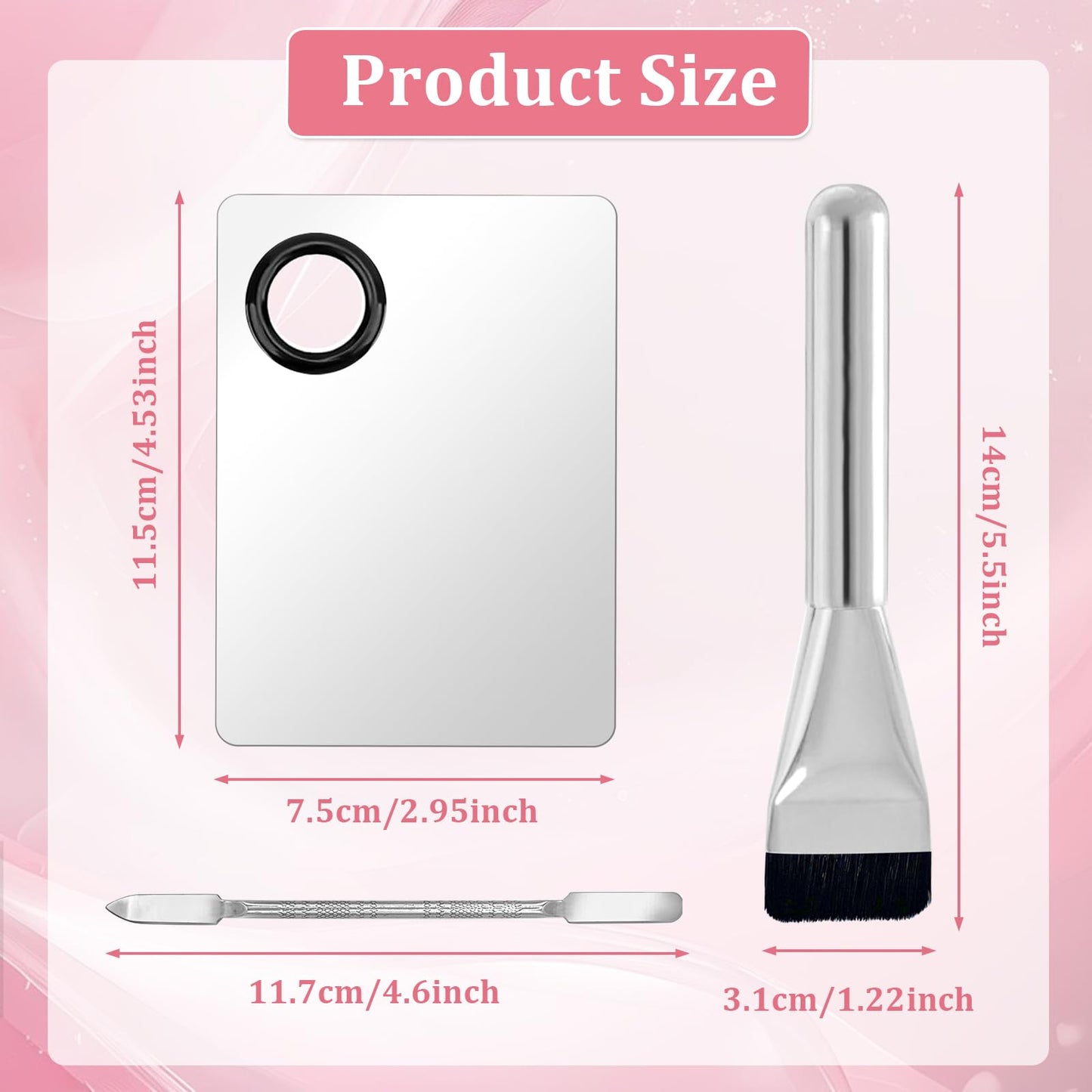 JDBZYDM 3 Pcs Make Up Spatula Tool including Cosmetic Makeup Mixing Palette Flat Foundation Brush Foundation Makeup Plate for Nail Art Eye Shadow Facial Cosmetic Pigment Blending