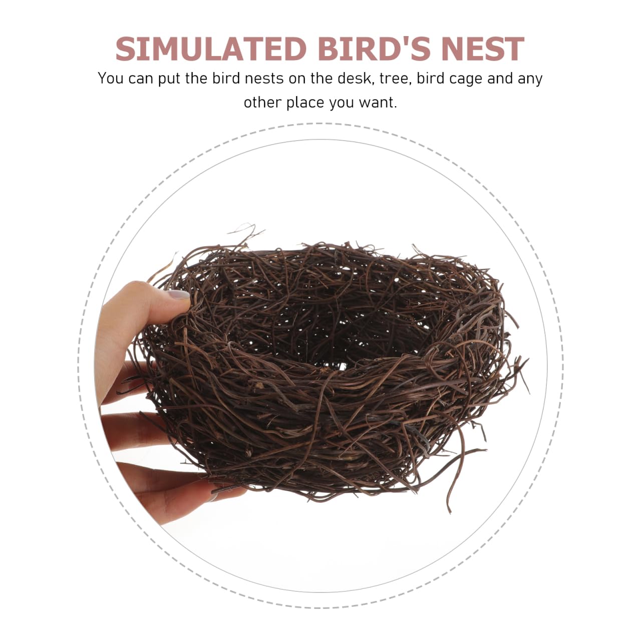 POPETPOP Artificial Rattan Bird Nest 5.9In – Hand-Woven Easter Table Accent for Rustic Wedding & Garden Decor, Country Style Craft Prop
