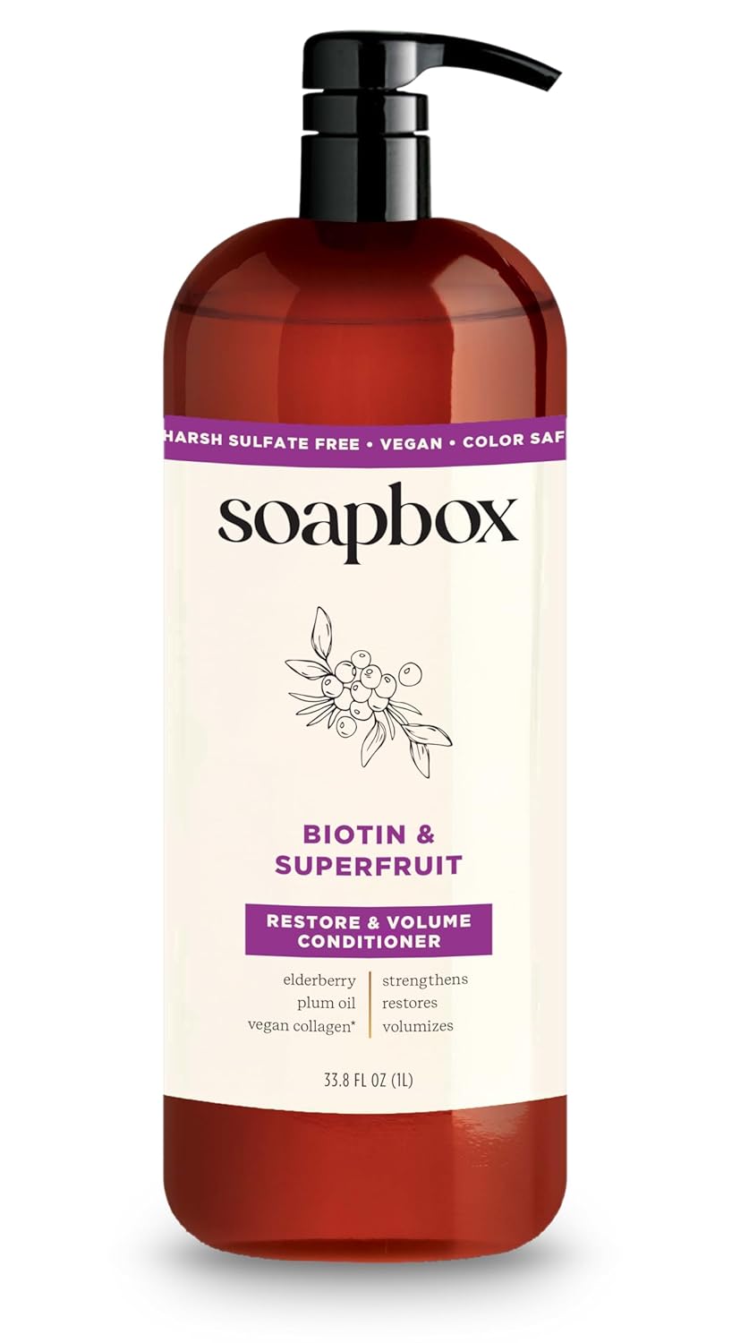 Biotin & Super Fruit Conditioner - Volumizing Hair Care, Clean Ingredients | 33.8oz Liter