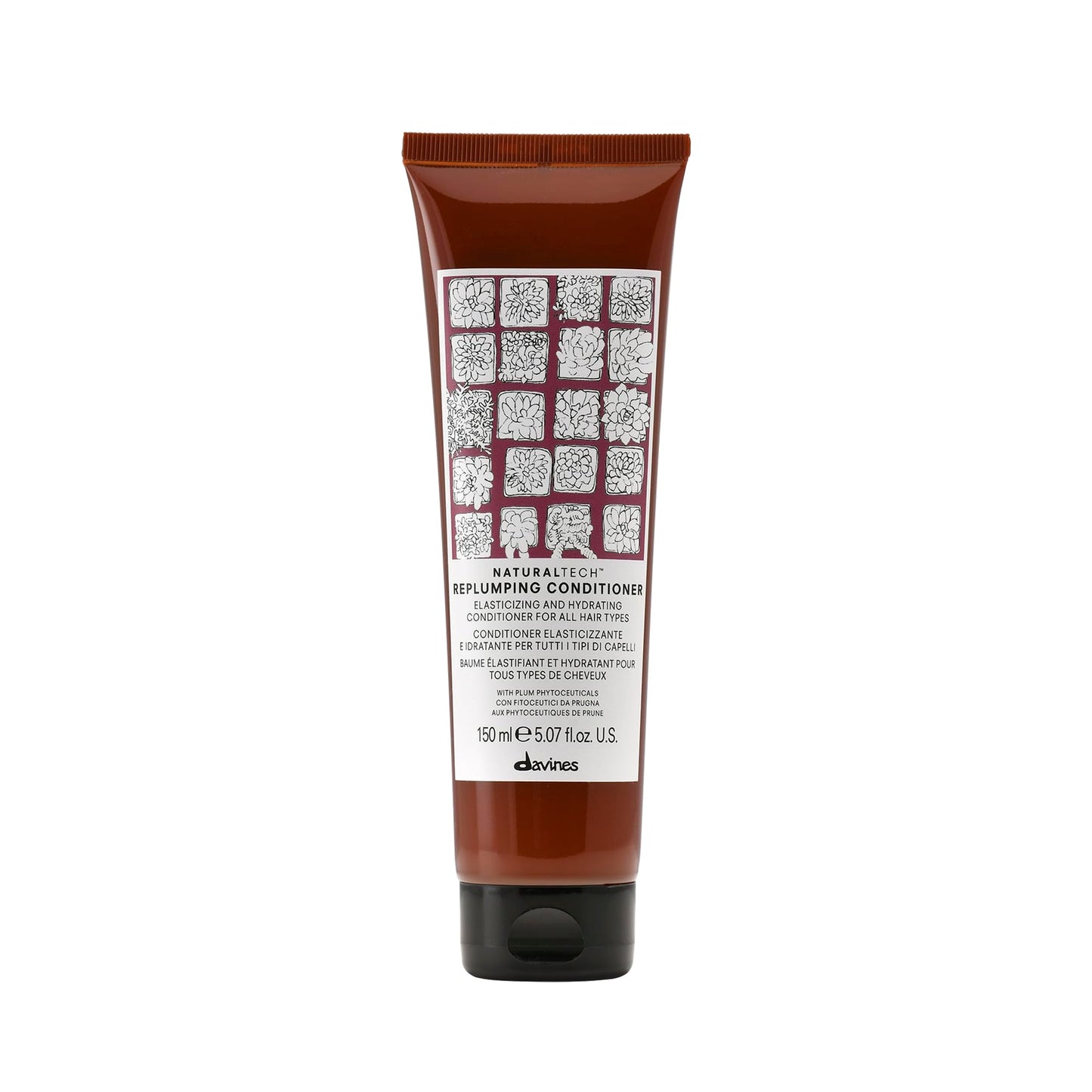 Davines Naturaltech Replumping Conditioner, Elasticizing & Moisturizing for Fine Hair Lacking Elasticity - With Plum Phytoceuticals - Detangles & Adds Body, 5.07 Fl Oz