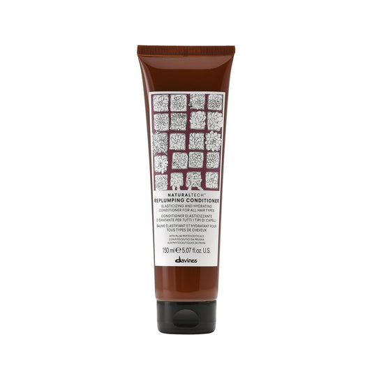 Davines Naturaltech Replumping Conditioner, Elasticizing & Moisturizing for Fine Hair Lacking Elasticity - With Plum Phytoceuticals - Detangles & Adds Body, 5.07 Fl Oz