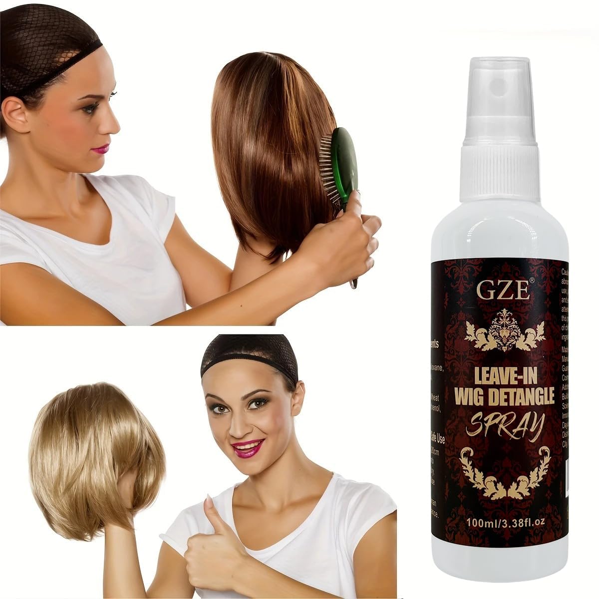 GZE Keratin Leave-In Spray for Wigs & Extensions - Smoothing, Detangling & Shine - 100ml/3.38oz, Anti-Frizz with Natural Formula, for Synthetic & Human Hair Wigs