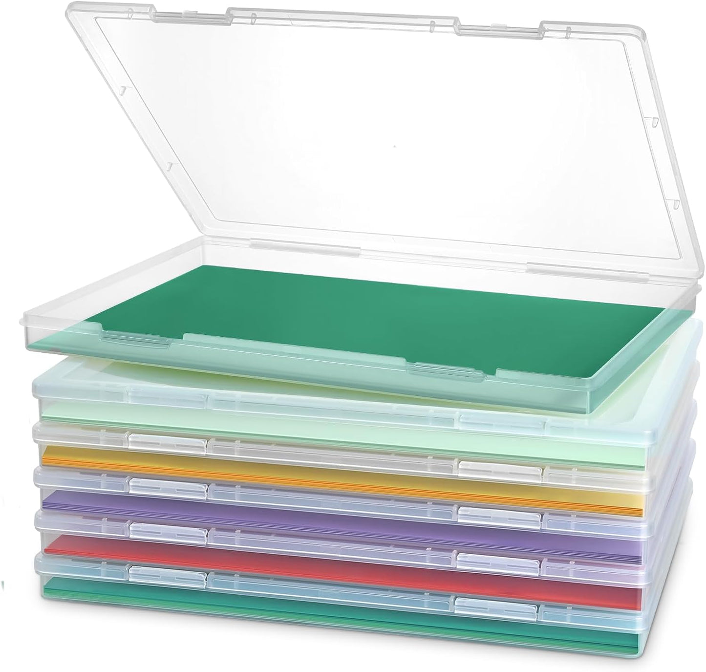 Photo Storage Box - 6 Pack Plastic Organizer for 8x10 Photos | Snap-Tight Latches, Clear Craft Case