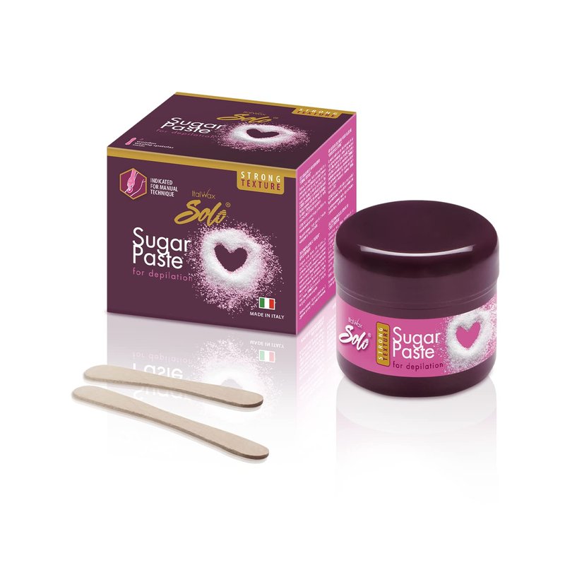 Italwax Solo Sugar paste Wax Kit Strong 180g / 6.35 oz - Waxing kit for women and man - Natural formulation - For Body & Brazilian Bikini at home hair removal