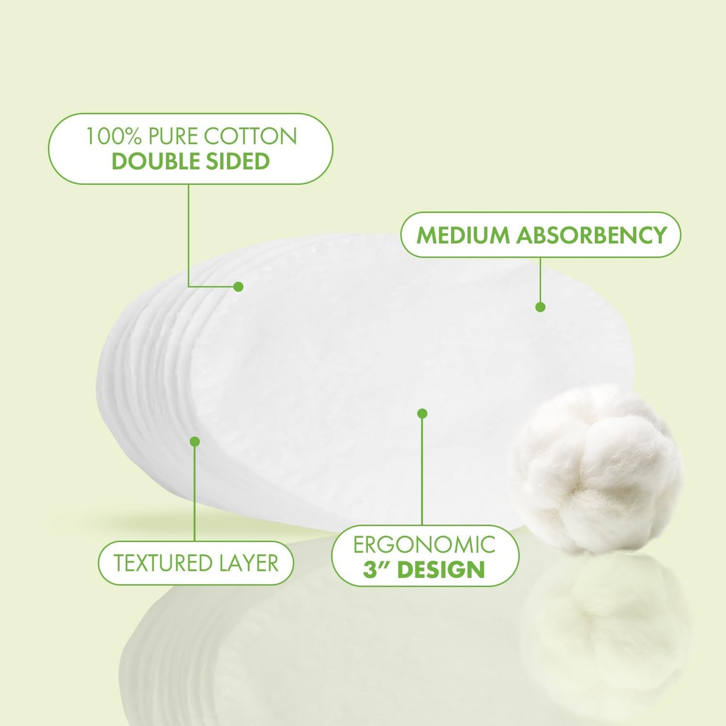 Premium Lint-Free Cotton Rounds - 3” Large Makeup Removal Pads | Dual-Sided Cleansing & Exfoliating | Hypoallergenic 50 Count